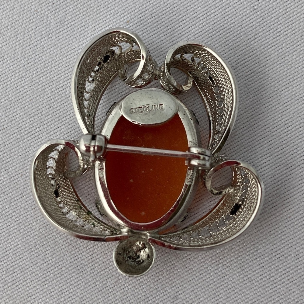 Sterling Silver Vintage Cameo Brooch - Picture 3 of 11